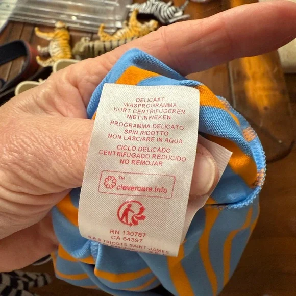 💙🧡 Saint James Blue and Orange Breton Striped Shirt Size 6  Made in France 🇫🇷 - Picture 5 of 8